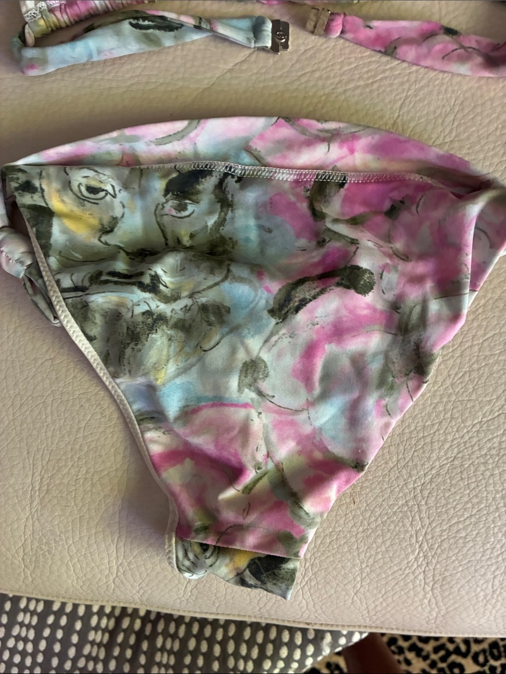 CHANEL Pastel Floral Triangle Bikini in Pink and Green - Picture 10 of 12
